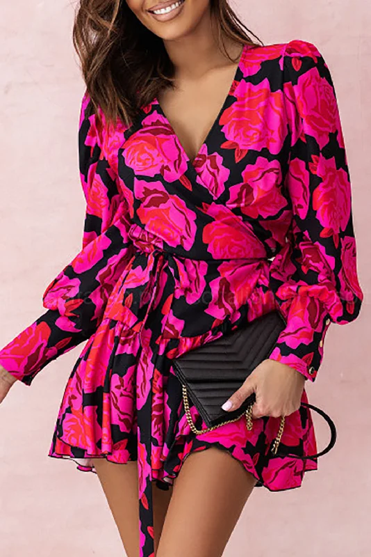 Get Ready to Save!Rose Long Sleeve Tiered Mini Dress