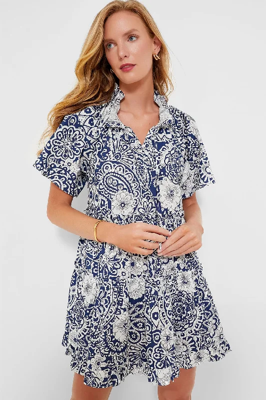 The Best Sale of the Year!Navy and White Tiered Thea Mini Dress