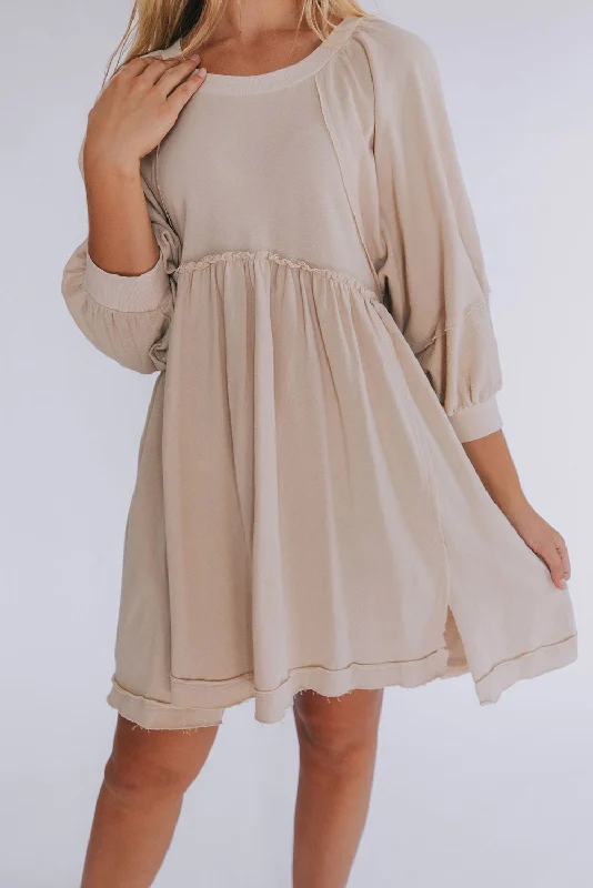 Crazy Discounts Inside!3/4 Sleeves High Waist Mini Dress