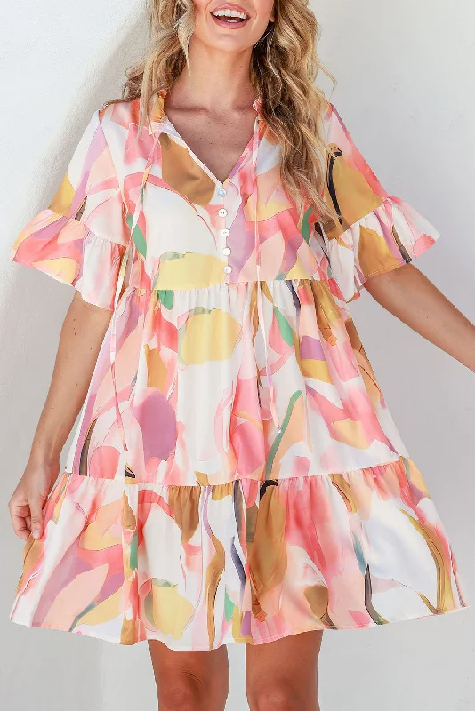 Incredible Savings Inside!Geometric Tied V-Neck Mini Dress