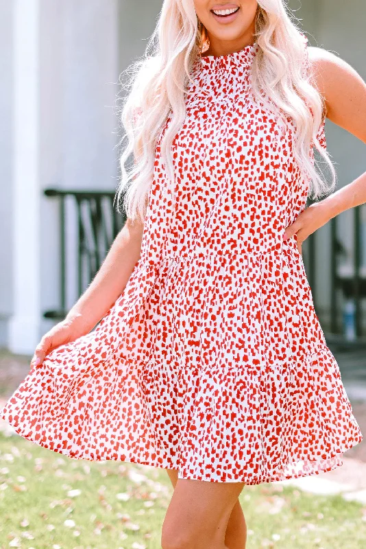 Your Shopping Wish, Our Discount Command!Leopard Ruffle Tiered Mini Dress