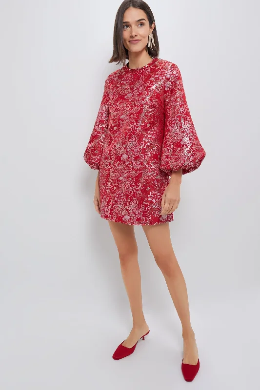 Your Favorite Items on Sale Now!Red & Pink Jacquard Janie Mini Dress