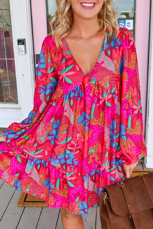Special Discounts Inside!Floral Ruffle V-Neck Mini Dress
