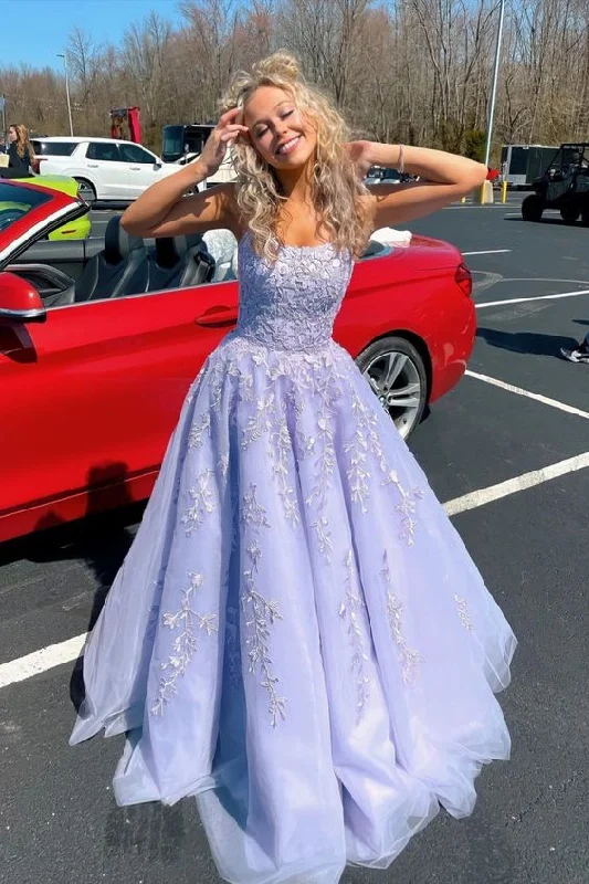 Your Exclusive Offer Awaits!2021 lavender long prom dress with appliques    cg20142