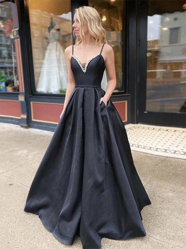 Your Dream Deal is Here!A Line V Neck Backless Black Simple Modest Long Prom Dresses PD206 Your Dream Deal is Here!A Line V Neck Backless Black Simple Modest Long Prom Dresses PD206