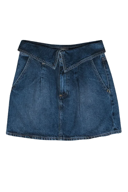 Biggest Sale of the Season!Alice & Olivia - Dark Wash Denim Miniskirt w/ Fold-Over Waistband Sz 24