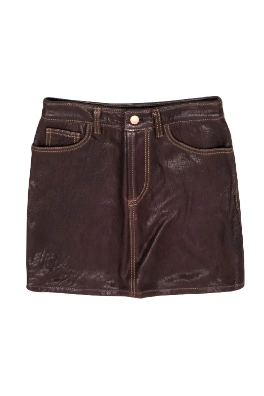 Hottest Discounts of the Year!Andrew Marc - Brown Textured Leather Miniskirt Sz XS
