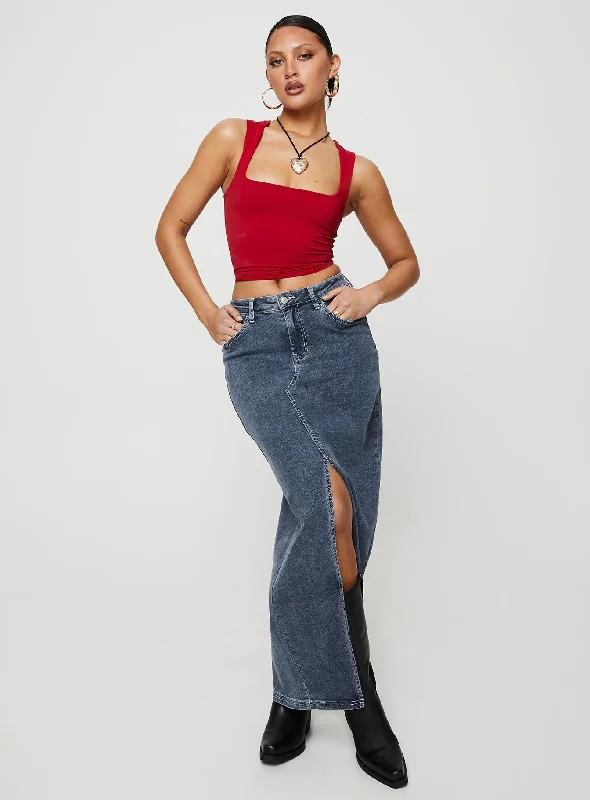 Massive Price Cuts!Batkins Maxi Skirt Dark Wash Denim