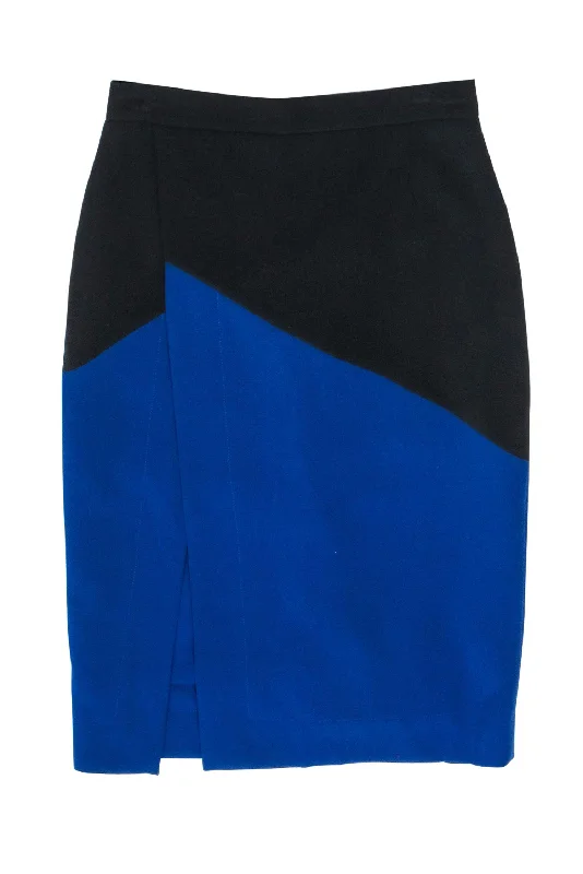 Don’t Wait – Shop Today!BCBG Max Azria - Blue & Black Colorblocked Draped Pencil Skirt Sz 2 Don’t Wait – Shop Today!BCBG Max Azria - Blue & Black Colorblocked Draped Pencil Skirt Sz 2