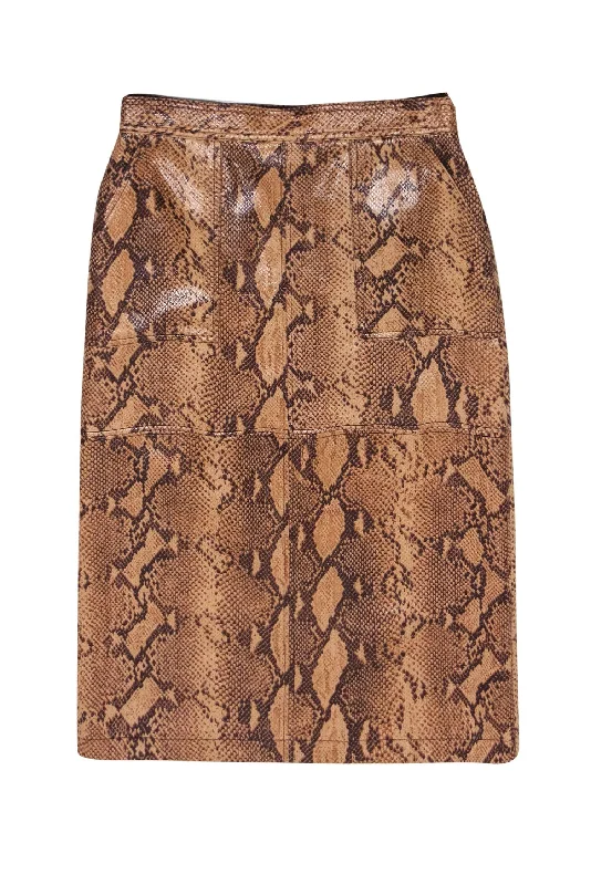 Your Shopping Wish, Our Discount Command!Current Air - Brown Snakeskin Print Faux Leather Midi Skirt Sz 6 Your Shopping Wish, Our Discount Command!Current Air - Brown Snakeskin Print Faux Leather Midi Skirt Sz 6
