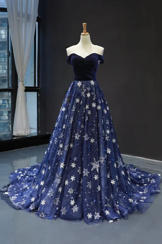 Find Your Perfect Deal Today!Elegant Off the Shoulder Navy Blue Prom Dress cg20132 Find Your Perfect Deal Today!Elegant Off the Shoulder Navy Blue Prom Dress cg20132