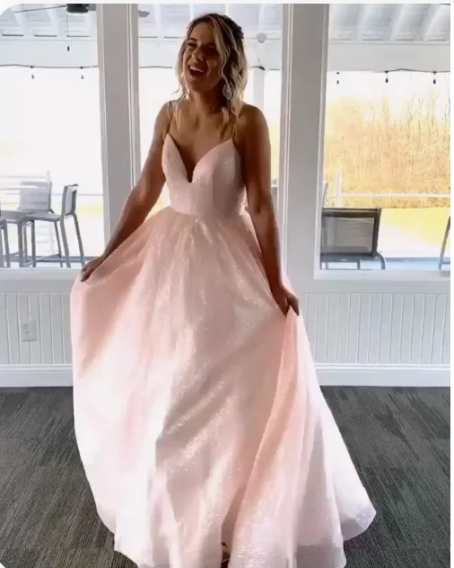 Best Deals Just for You!Elegant V-neck Prom Dress, Spaghetti Straps Pink Prom Dress cg20092 Best Deals Just for You!Elegant V-neck Prom Dress, Spaghetti Straps Pink Prom Dress cg20092