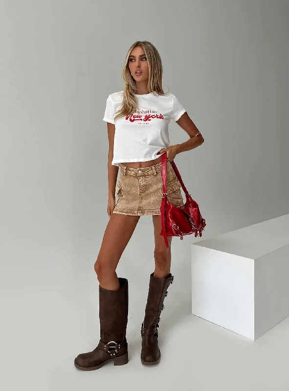 Today Only – Don’t Miss It!Velveta Low Rise Denim Skirt Camel