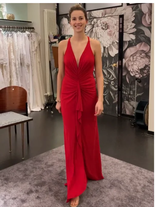 Limited Deals, Unlimited Savings!Halter Neckline Red V Neck Mermiad Prom Dress cg20091 Limited Deals, Unlimited Savings!Halter Neckline Red V Neck Mermiad Prom Dress cg20091