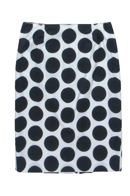 Your Shopping Spree Starts Here!Hobbs - White & Navy Polka Dot Pencil Skirt Sz 6