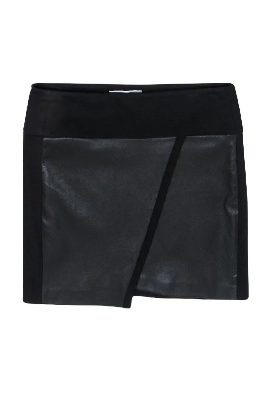 Everything Must Go!IRO - Black Envelope Hem Cotton Skirt w/ Leather Sz XS