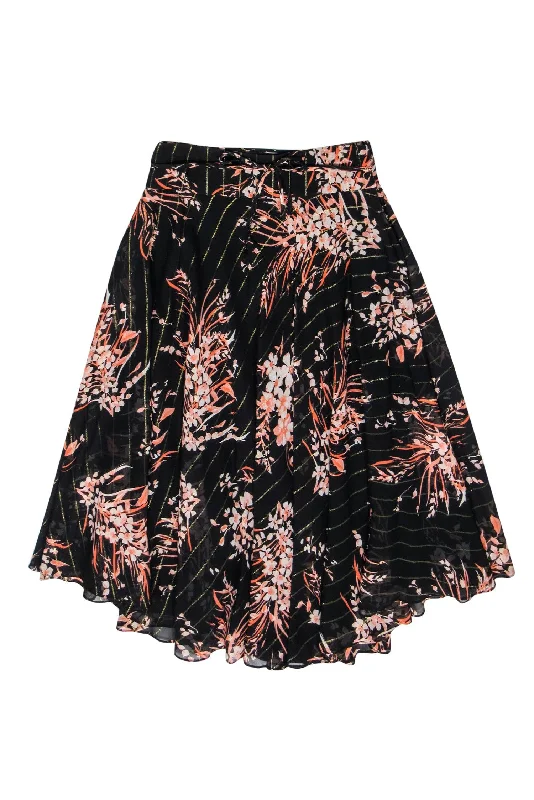 Buy More, Save More!Joie - Black & Pink Floral Print Belted "Arvina" Skirt w/ Gold Stripes Sz 8 Buy More, Save More!Joie - Black & Pink Floral Print Belted "Arvina" Skirt w/ Gold Stripes Sz 8