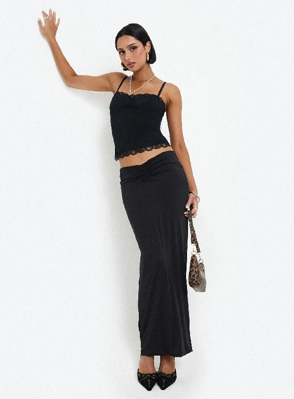 Shop Today, Save Tomorrow!Kalyn Ruched Front Maxi Skirt Black