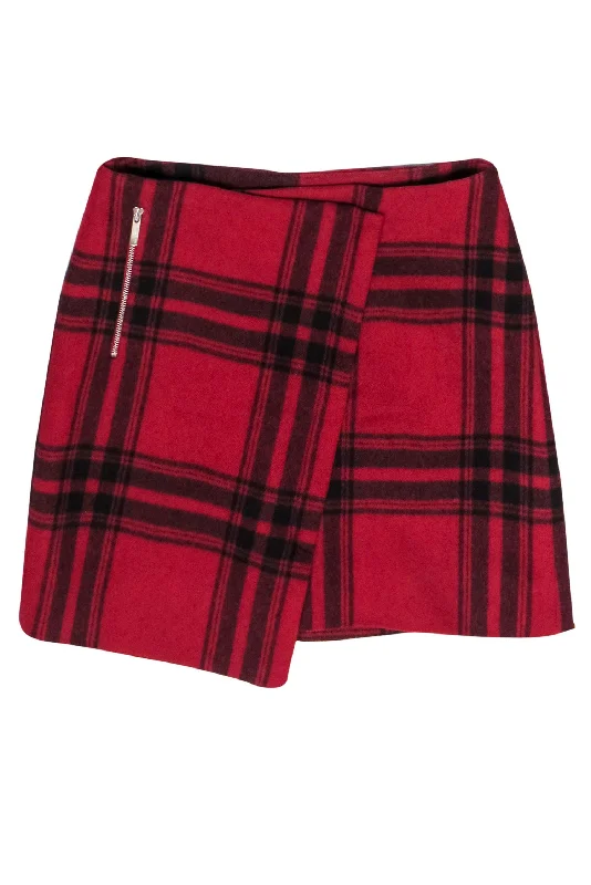 Score Big Savings Today!Karen Millen - Red & Black Plaid Wool Blend Envelope Miniskirt Sz 4 Score Big Savings Today!Karen Millen - Red & Black Plaid Wool Blend Envelope Miniskirt Sz 4