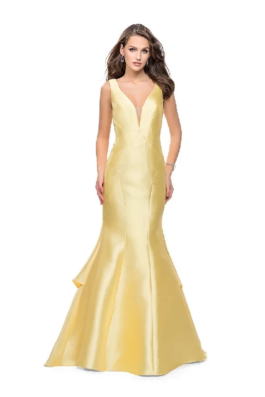 Steals and Deals Await!La Femme Gigi - 26046 Deep V-neck Mikado Mermaid Gown
