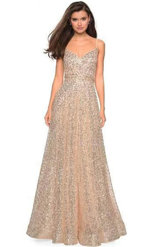 Save More with Every Purchase!La Femme - Sequin-Ornate A-line Dress 27747SC