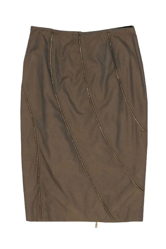 One Click Away from Big Savings!Lafayette 148 - Olive Green Cotton Pencil Skirt w/ Zipper Trim Sz 6 One Click Away from Big Savings!Lafayette 148 - Olive Green Cotton Pencil Skirt w/ Zipper Trim Sz 6