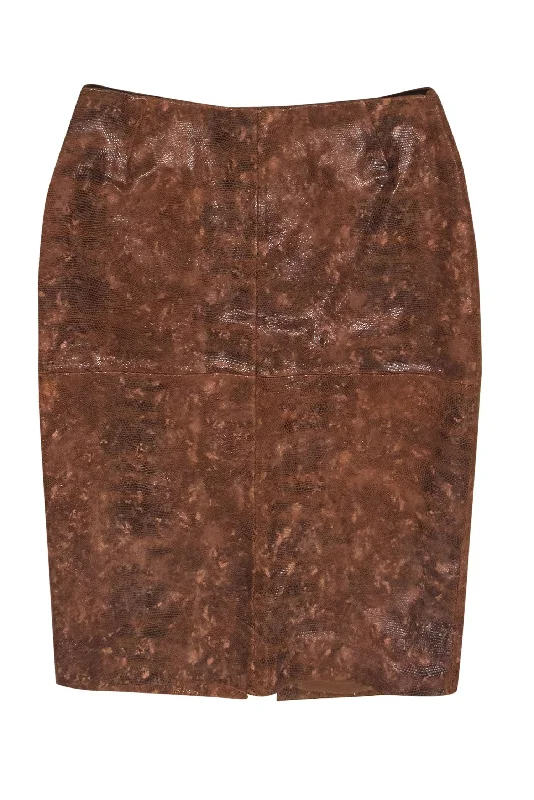 Exclusive Savings This Week!Lafayette 148 - Brown Leather Snakeskin Print Pencil Skirt Sz 6 Exclusive Savings This Week!Lafayette 148 - Brown Leather Snakeskin Print Pencil Skirt Sz 6