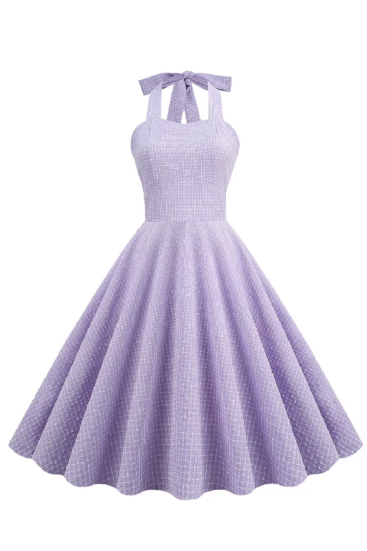 Today Only – Don’t Miss It!Lavender Halter Plaid Vintage Dress