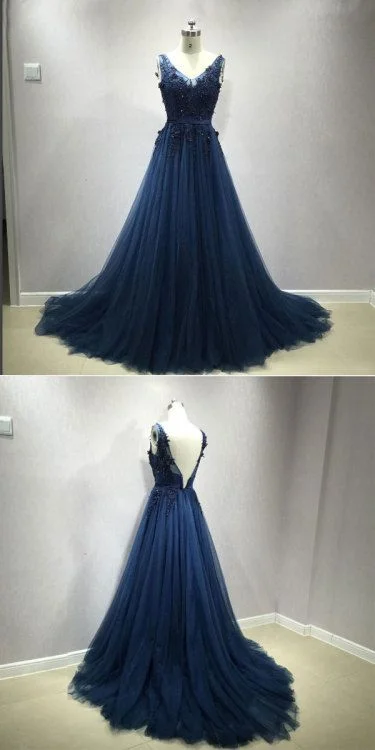 More Discounts, More Joy!dark blue lace tulle long prom dress, evening dress cg20123 More Discounts, More Joy!dark blue lace tulle long prom dress, evening dress cg20123