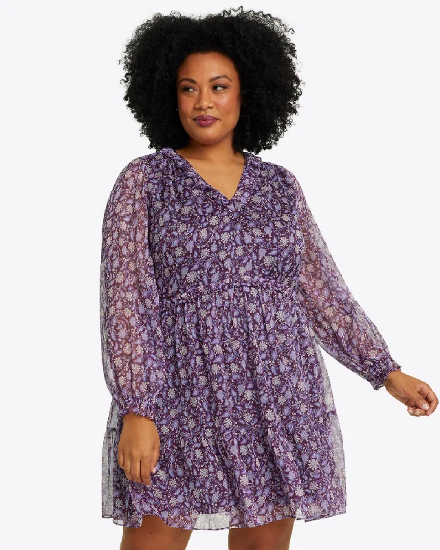 Hurry, Sale Ends Soon!Lorrie Mini Dress in Violet Paisley