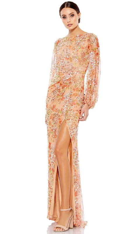 Get Ready to Save!Mac Duggal 93547 - Long Sleeve Bateau Neck Long Dress
