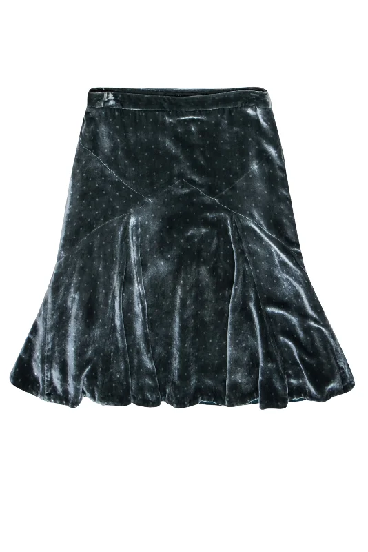 Flash Sale – Act Fast!Marc Jacobs - Moss Green Flared Velvet Skirt w/ Polka Dots Sz 4