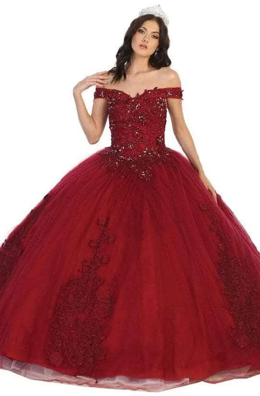 Find the Best Deals Here!May Queen - Floral Appliqued Prom Ballgown LK136