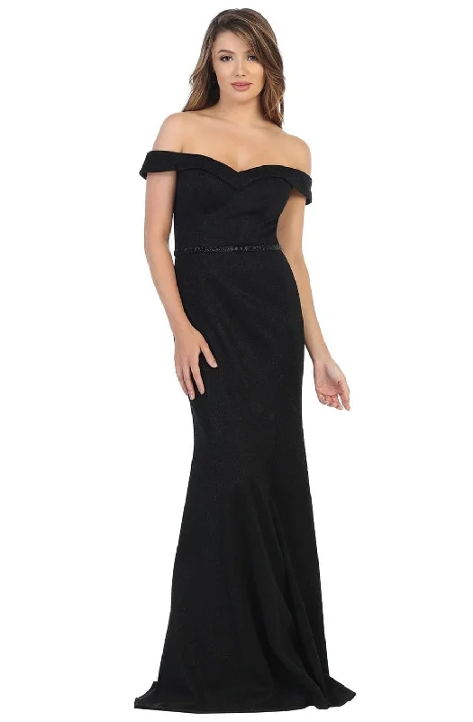 Don’t Wait – Shop Today!May Queen - Foldover Off Shoulder Formal Dress MQ1695 - 1 pc Black In Size 6 Available Don’t Wait – Shop Today!May Queen - Foldover Off Shoulder Formal Dress MQ1695 - 1 pc Black In Size 6 Available