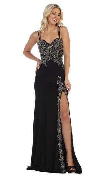 Shop Now and Save!May Queen - Gilded Filigree High Slit Long Gown MQ1633