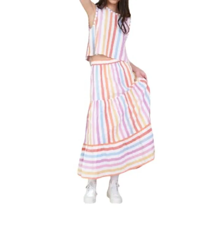 The Best Deals Won’t Wait!Maya Skirt In Rainbow Stripe