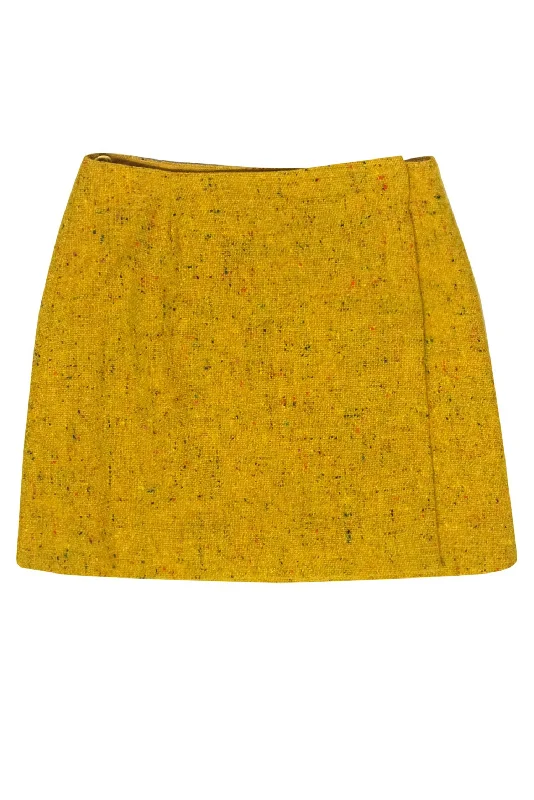 Save Up to 50% Off!Moschino Couture - Mustard Speckled Tweed Wool Wrap Miniskirt Sz 8 Save Up to 50% Off!Moschino Couture - Mustard Speckled Tweed Wool Wrap Miniskirt Sz 8