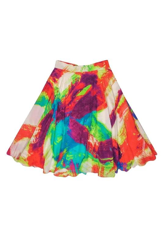 Huge Price Cuts Await!Naeem Khan - Neon Paint Stroke Silk Midi Skirt Sz 6