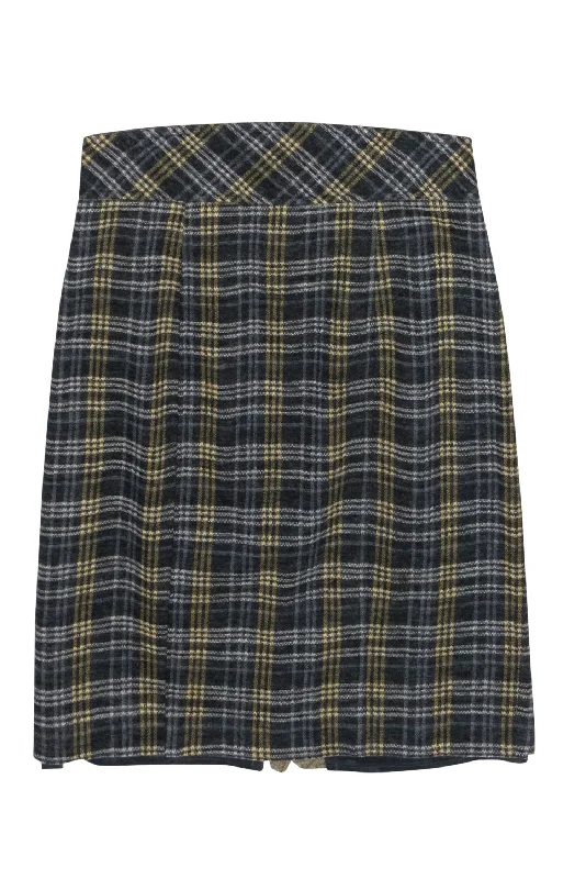 Upgrade for Less!Nanette Lepore - Grey, Blue & Yellow Plaid Wool Pencil Skirt Sz 4 Upgrade for Less!Nanette Lepore - Grey, Blue & Yellow Plaid Wool Pencil Skirt Sz 4