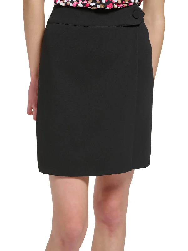 Get Ready to Save!Petites Womens Solid Crepe Wrap Skirt