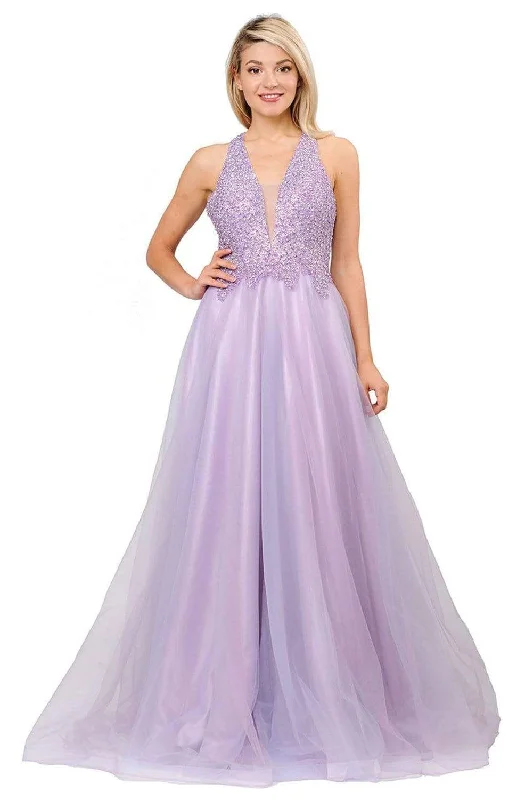 Hurry! While Supplies Last!Poly USA - 8412 Beaded Deep V-neck Ballgown With Strappy Back Hurry! While Supplies Last!Poly USA - 8412 Beaded Deep V-neck Ballgown With Strappy Back