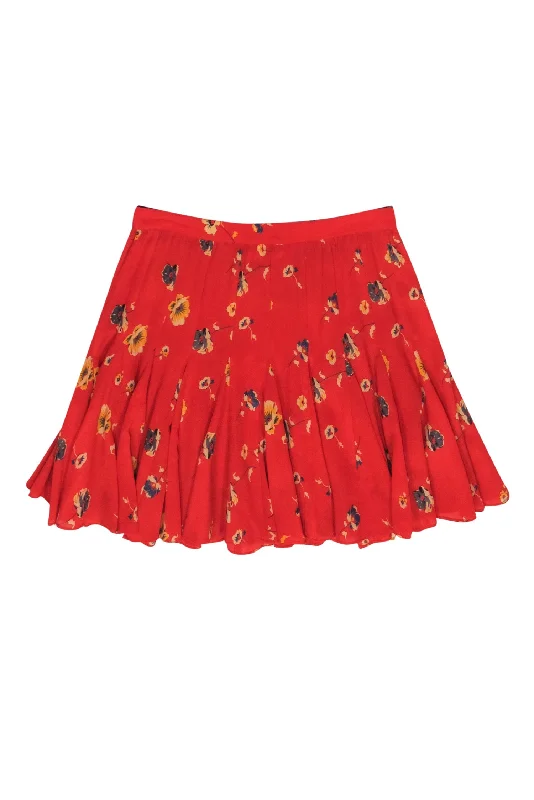 Only a Few Left – Order Now!Rebecca Taylor - Red Floral Pleated Silk Miniskirt Sz 4 Only a Few Left – Order Now!Rebecca Taylor - Red Floral Pleated Silk Miniskirt Sz 4