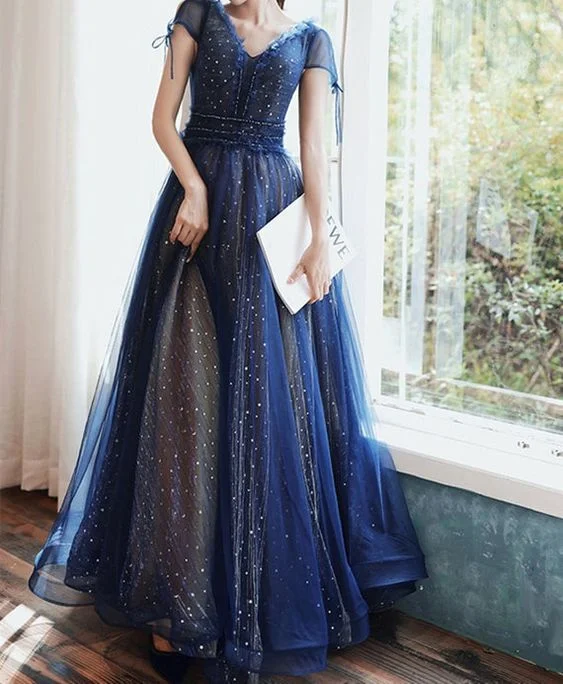Your Favorite Sale is Back!Stars Moon Sequins Prom Dress Navy Blue Long Evening Dress V Neck Banquet Dress cg20120 Your Favorite Sale is Back!Stars Moon Sequins Prom Dress Navy Blue Long Evening Dress V Neck Banquet Dress cg20120