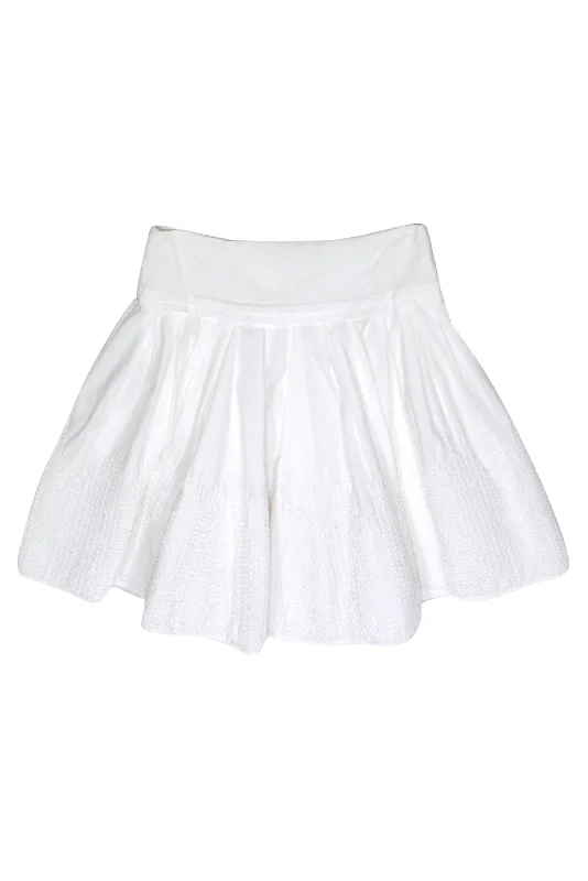 Special Discounts Inside!Ted Baker - White Cotton Stitched Pleated Circle Skirt Sz 8 Special Discounts Inside!Ted Baker - White Cotton Stitched Pleated Circle Skirt Sz 8