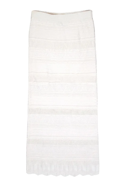New Discounts Just Dropped!Torn by Ronny Kobo - White Textured Knit Maxi Skirt Sz L