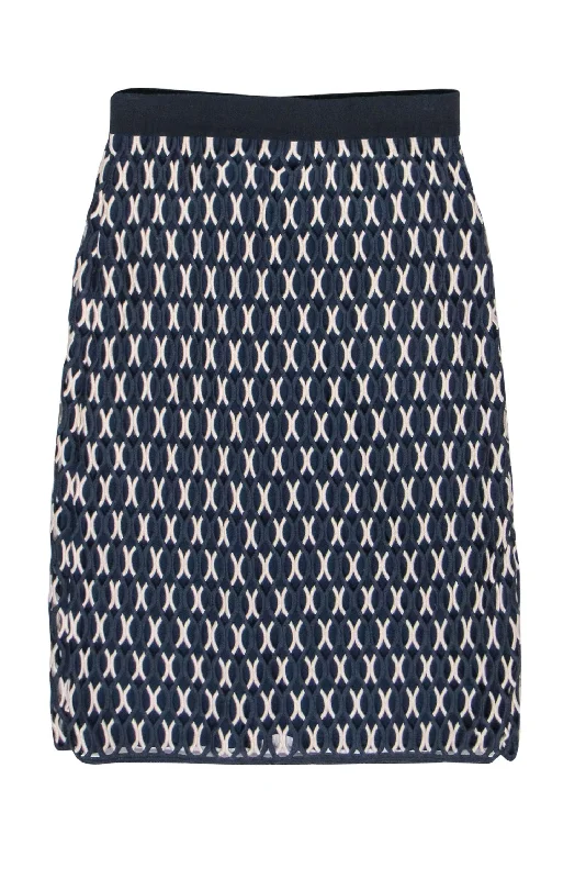 Hot Deals You Can’t Resist!Tory Burch - Navy & White Crochet Pencil Skirt Sz 2