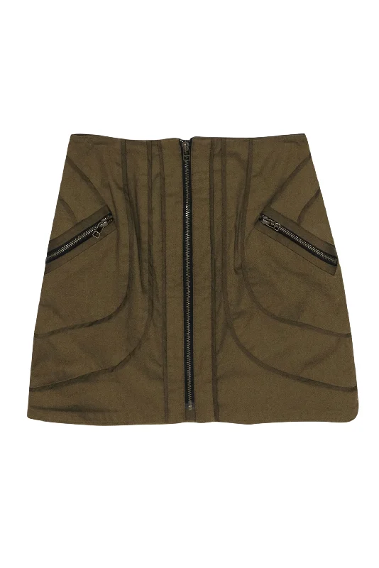 More Discounts, More Joy!Veronica Beard - Olive Green Utility Zip-Up Miniskirt Sz 2 More Discounts, More Joy!Veronica Beard - Olive Green Utility Zip-Up Miniskirt Sz 2