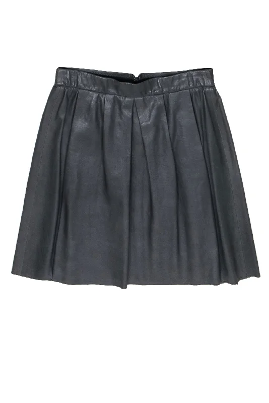 Shop the Hottest Deals!Vince - Dark Grey Leather Pleated Skater Skirt Sz S