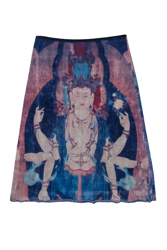 Get It Before It’s Gone!Vivienne Tam - Blue & Pink Mesh Midi Skirt w/ Goddess Graphic Sz 2 Get It Before It’s Gone!Vivienne Tam - Blue & Pink Mesh Midi Skirt w/ Goddess Graphic Sz 2