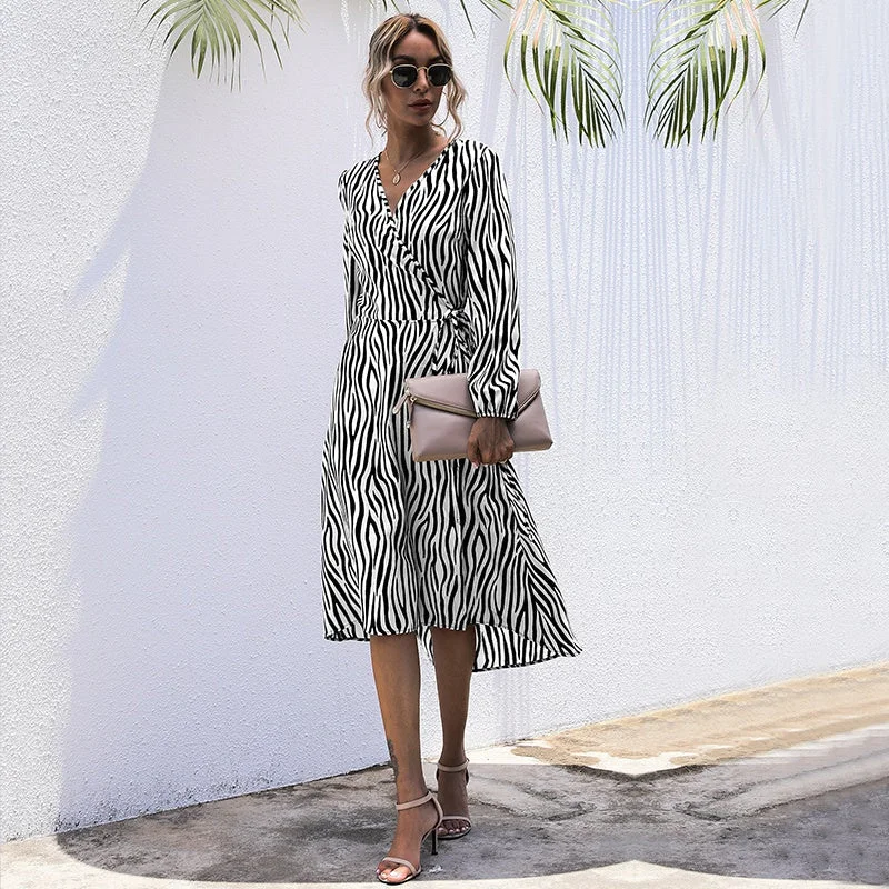 Stock Up and Save!KittenAlarm - V-neck Long Sleeve Spring Autumn Dress Women Striped Loose Boho Dress Stock Up and Save!KittenAlarm - V-neck Long Sleeve Spring Autumn Dress Women Striped Loose Boho Dress